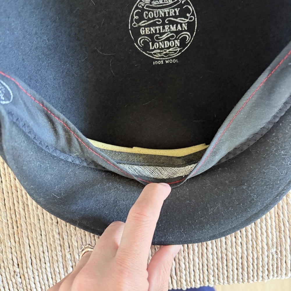 vtg COUNTRY GENTLEMAN Black LITE FELT Wool CUFFLEY Cap CABBIE Driver HAT Men's M - Picture 6 of 7